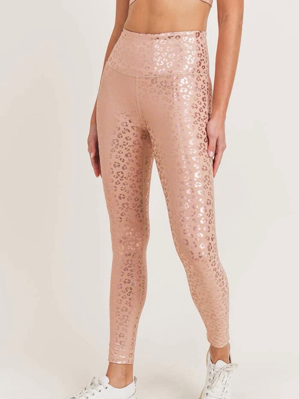 Mono B Rose Gold Metallic Leopard High-Waist Leggings
